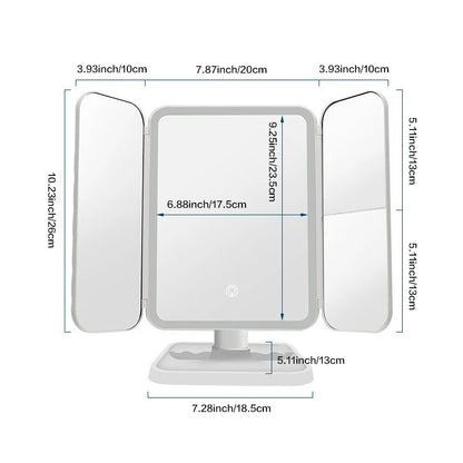 YOLLURE™ TRIFOLD MAKEUP MIRROR LED💎